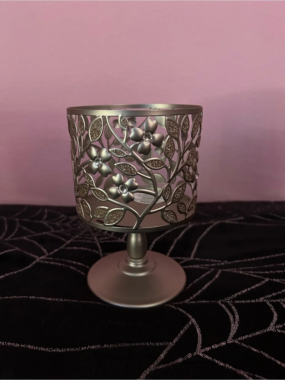 Bath & Body Works Metallic Bronze Leaf & Flower Candle Holder
